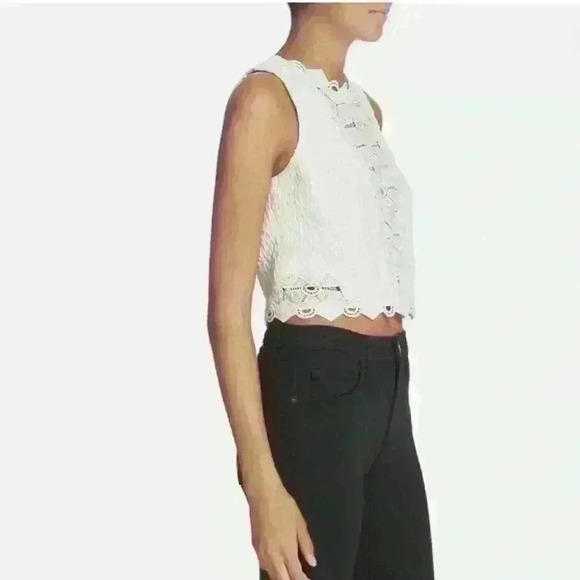 Rebecca Taylor “Dia” Eyelet Lace Cropped White Sleeveless Top Size 2 EUC! - Picture 4 of 12